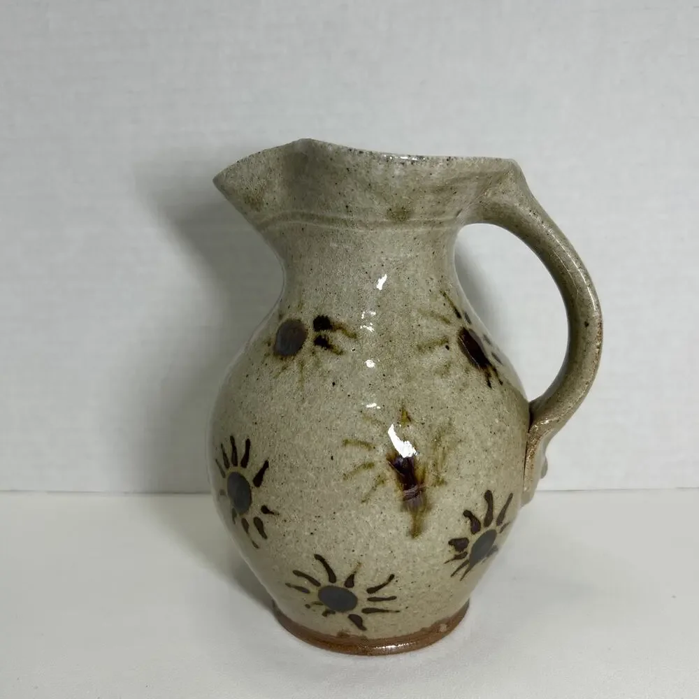 Mark Hewitt Multicolored Pitcher Glass Run 6.5”H x 5.5”W North Carolina Pottery